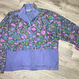 Vintage 90s Reebok Windbreaker Jacket Womens Size Medium Full‎ Zip